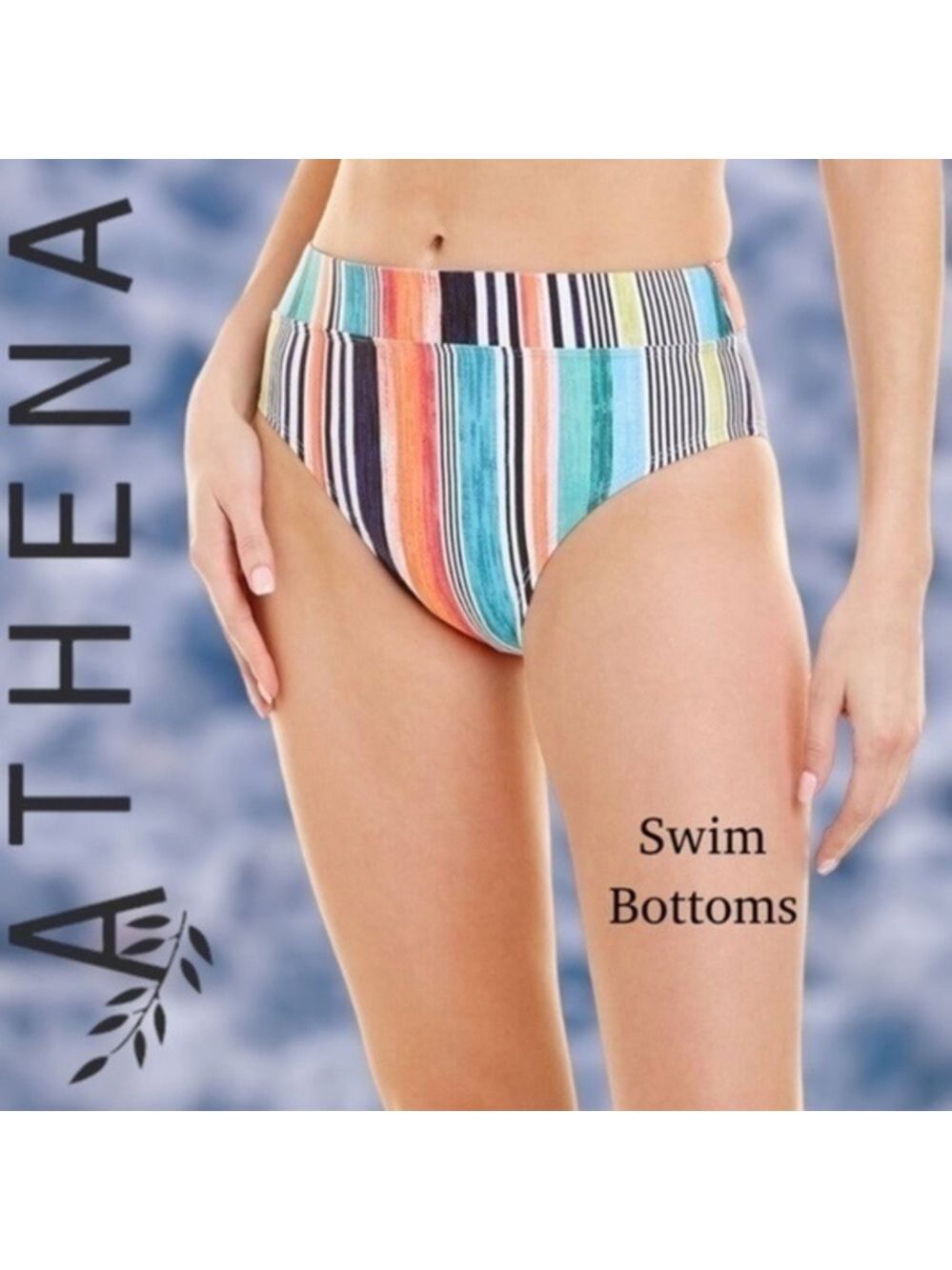 NEXT BY ATHENA Saltwater Stripe Platform High Waist High Leg Swim/Bikini Bottoms